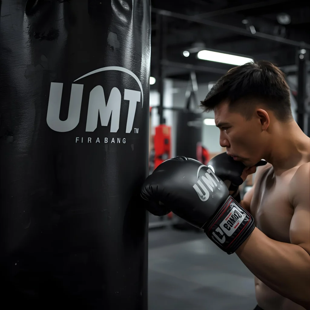泰拳教室網站-商品使用情境圖-UMT吊式沙包-黑