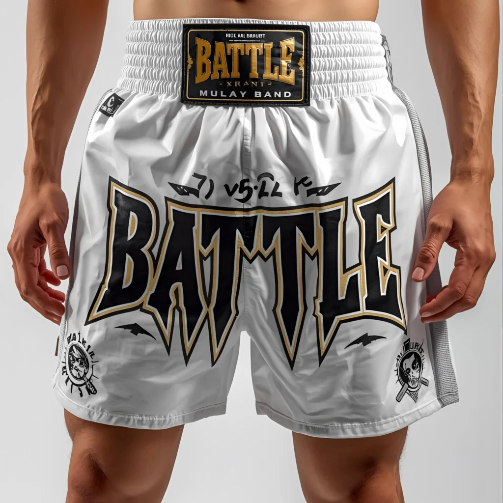 泰拳教室網站-商品示意圖-品牌泰拳褲-白